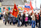Торжественный митинг, посвященный 70-летию Победы в Великой Отечественной войне 1941-1945 годов, в с. Шаркан. Праздничное шествие ЗАО "Шаркан-трикотаж"